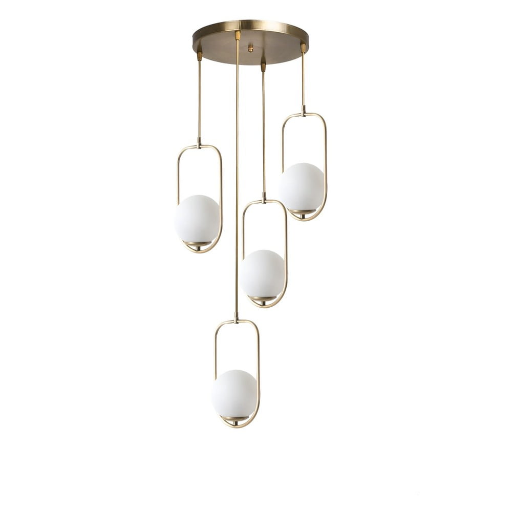 Závěsné svítidlo v bílo-zlaté barvě se skleněným stínidlem ø 30 cm Ahu – Opviq lights