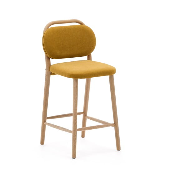Barová židle v hořčicové barvě (výška sedáku 66 cm) Helda – Kave Home