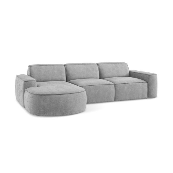 Světle šedá žinylková rohová pohovka (levý roh/s lenoškou) Omao – Makamii-image-4