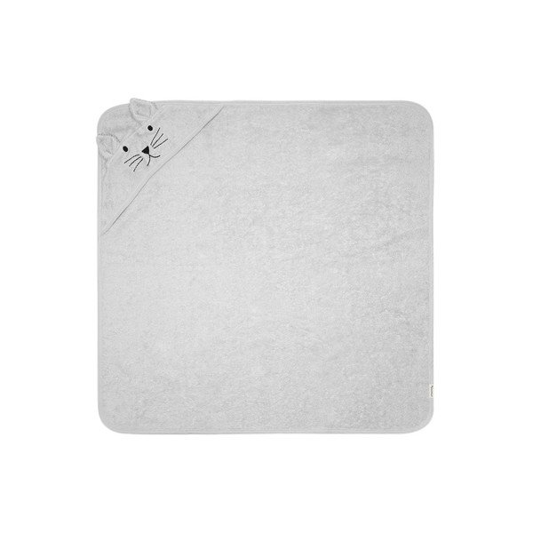Šedý bavlněný dětský ručník s kapucí Kindsgut Cat-image-3