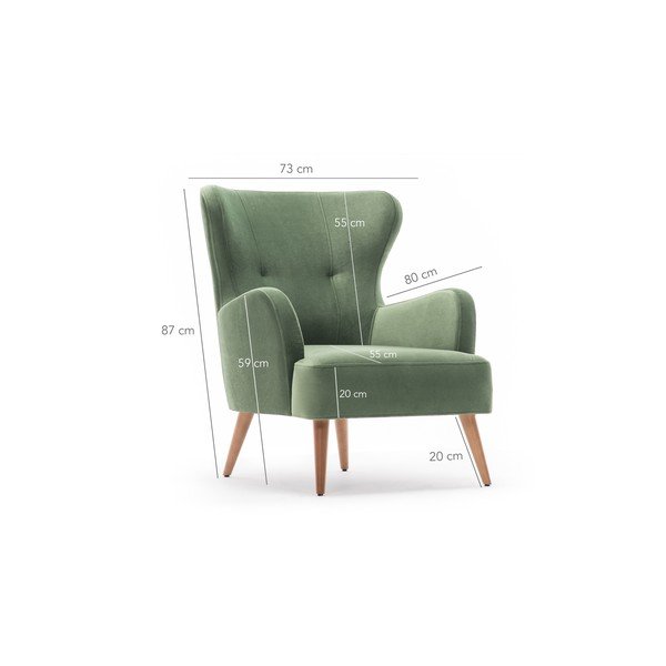 Zelené křeslo ušák Balcab Home Jane-image-3