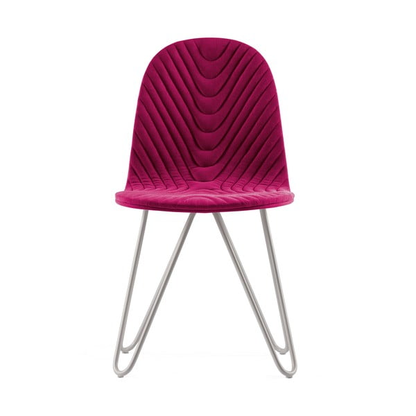 Růžová židle s kovovými nohami Iker Mannequin X Wave