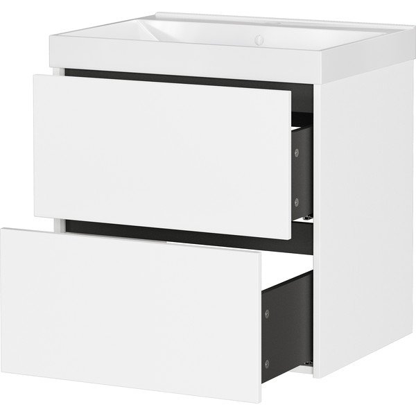 Bílá matná závěsná skříňka pod umyvadlo 61x65 cm Bodera – Germania-image-4