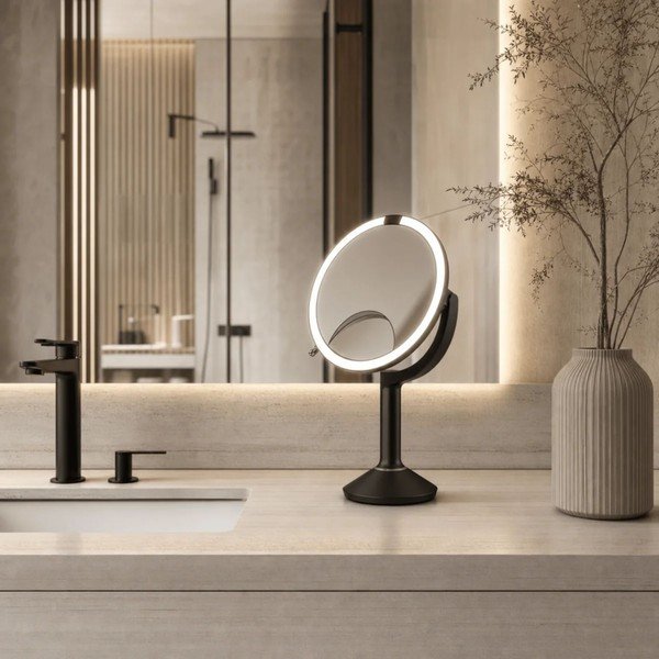 Kosmetické zrcadlo s osvětlením/zvětšovací (zvětšení 5x/zvětšení 10x) ø 20 cm Trio – simplehuman-image-1
