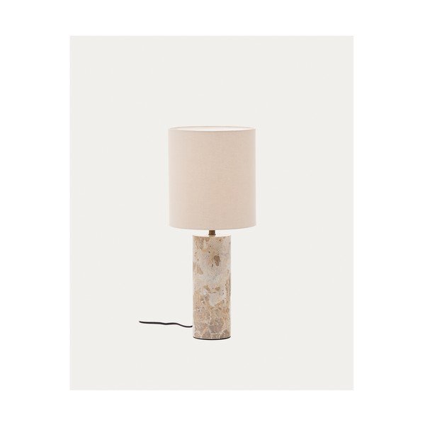 Béžová mramorová stolní lampa s textilním stínidlem (výška 54 cm) Raze – Kave Home-image-4