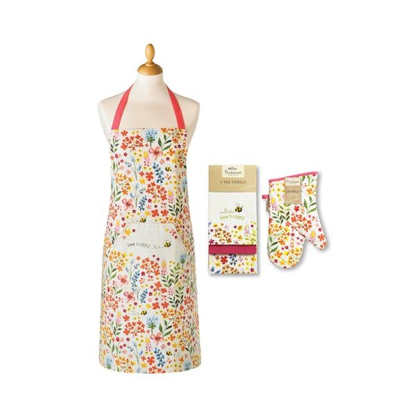 Utěrky, zástěra a chňapka v sadě 5 ks Bee Happy – Cooksmart ®