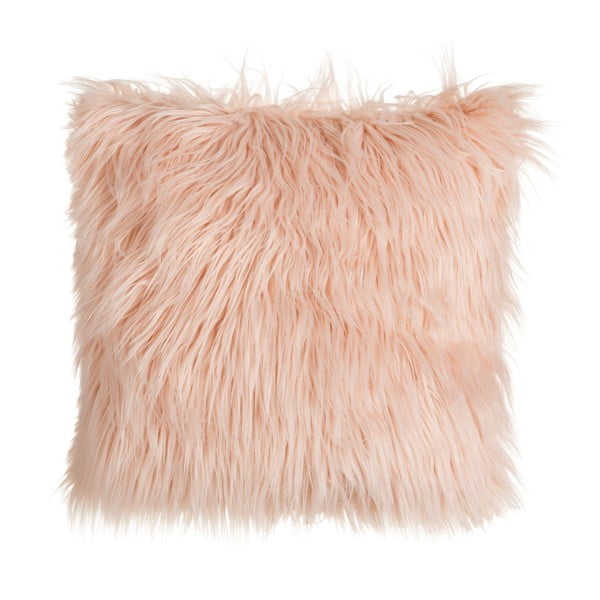 Růžový polštář Ixia Chic Fur, 45 x 45 cm