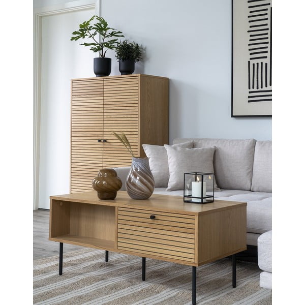 Konferenční stolek s deskou v dubovém dekoru v přírodní barvě 50x100 cm Kyoto – House Nordic-image-2