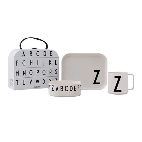 3dílný dětský jídelní set s kufříkem Design Letters Classics Z
