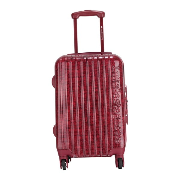 Červený cestovní kufr LULU CASTAGNETTE Fleur, 71 l