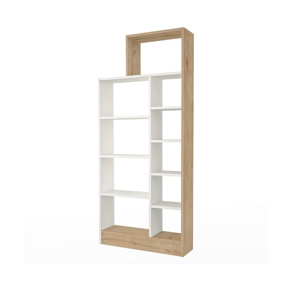 Bílá přírodní knihovna v dekoru borovice 75x171 cm Zerre – Gauge Concept