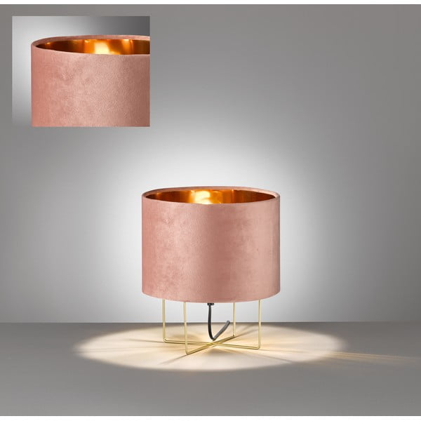 Růžová stolní lampa s textilním stínidlem (výška 32 cm) Aura – Fischer & Honsel-image-2