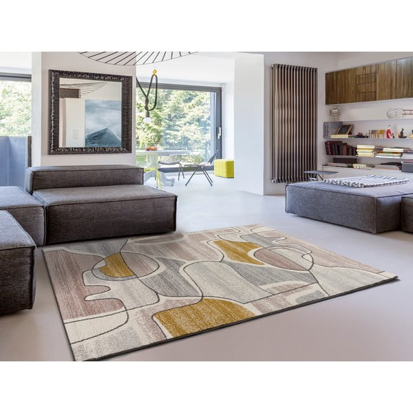 Žluto-krémový koberec 135x190 cm Ashley – Universal-image-1