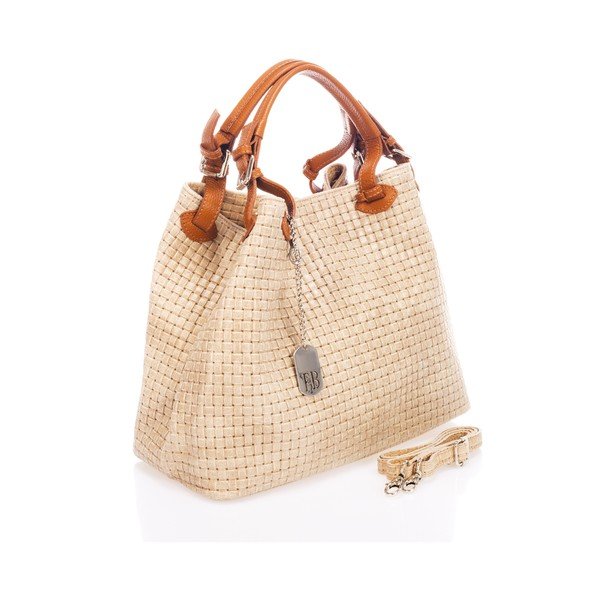 Krémová kožená kabelka Federica Bass Hydri-image-2