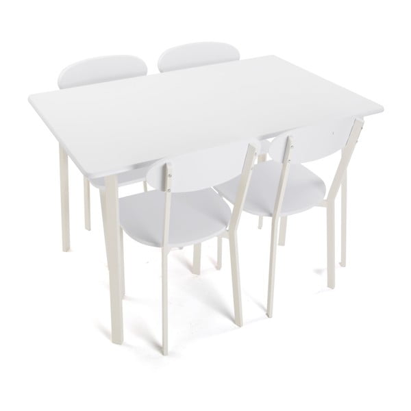 Set bílého stolu a 4 bílých židlí Versa Game