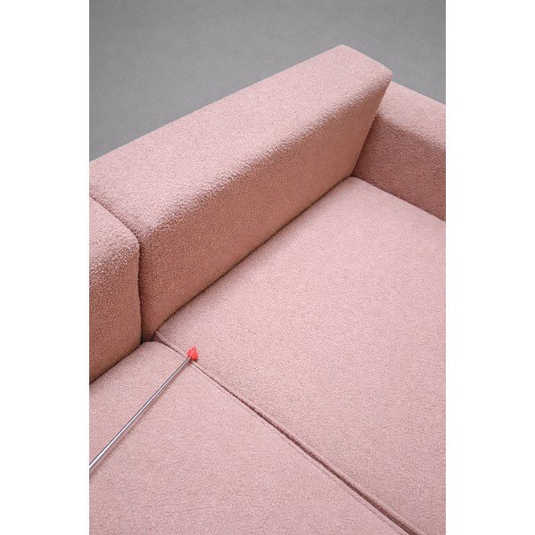 Světle růžová rozkládací/s úložným prostorem rohová pohovka z textilie bouclé (pravý roh/s lenoškou) Quinoa - II. jakost – Bonami Selection-image-4