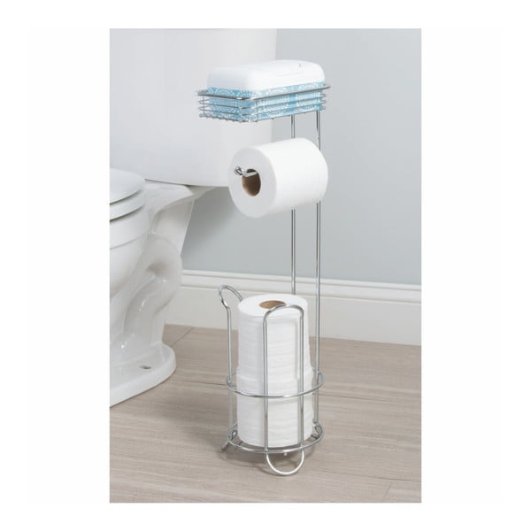 Ocelový stojan na toaletní papír se zásobníkem a poličkou iDesign-image-3