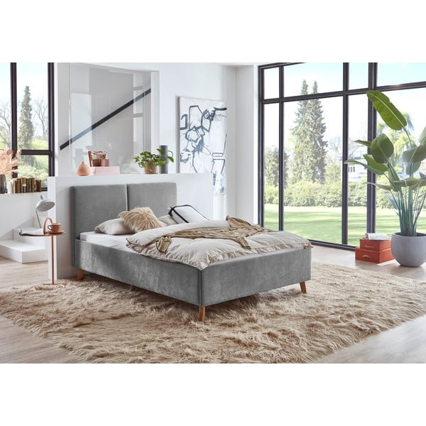 Šedá čalouněná dvoulůžková postel s roštem 140x200 cm Piano – Meise Möbel-image-1
