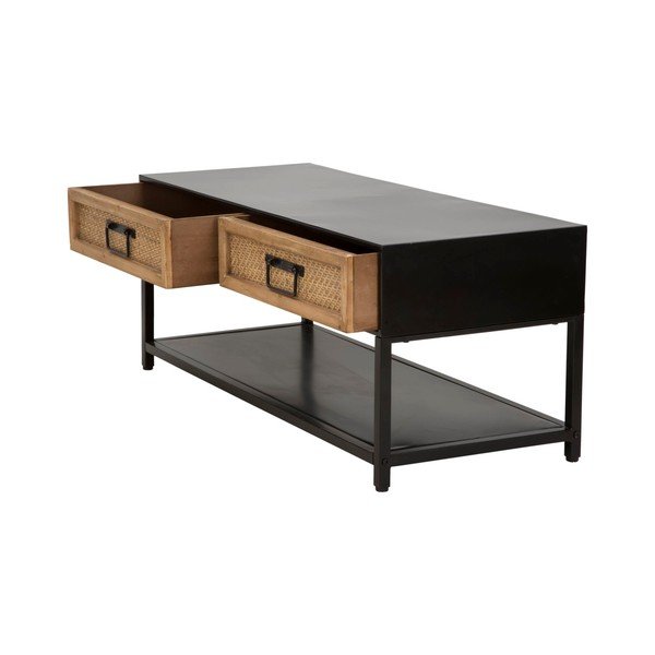 Černý/v přírodní barvě kovový TV stolek 95x38x38 cm Hanoi – Mauro Ferretti-image-3