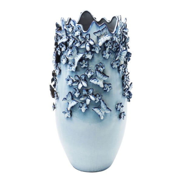Modrá váza Kare Design Butterflies, 50 cm