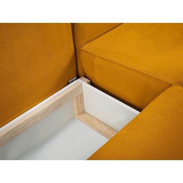 Žlutá manšestrová rozkládací pohovka do "U" Mazzini Sofas Azalea-image-1