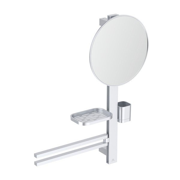 Nástěnné zrcadlo s poličkou a věšákem ø 33 cm ALU+ – Ideal Standard-image-2