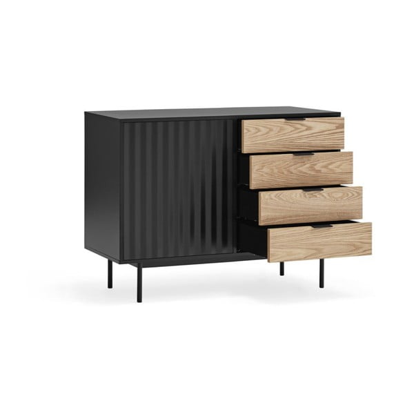 Nízká komoda v dekoru dubu v černo-přírodní barvě 108x80 cm Sierra – Teulat-image-2