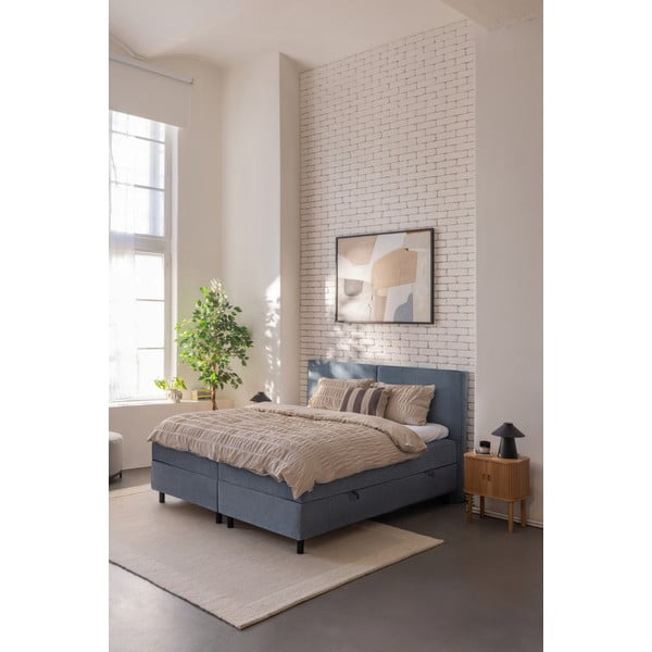 Modrá boxspring postel s úložným prostorem 180x200 cm Elva Bold – Bonami Selection-image-1