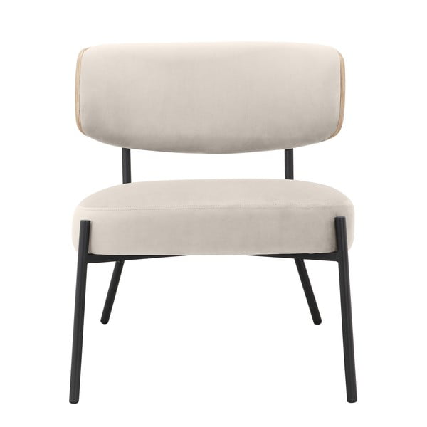 Krémové sametové křeslo s podnožkou Jerry – Støraa-image-3