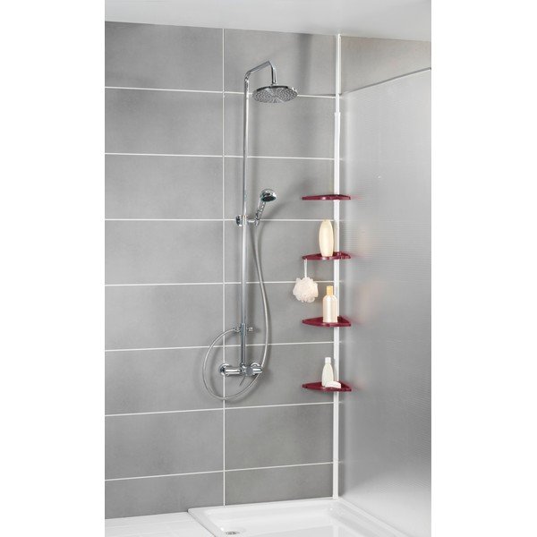 Růžová teleskopická police do sprchy Wenko Compact-image-1