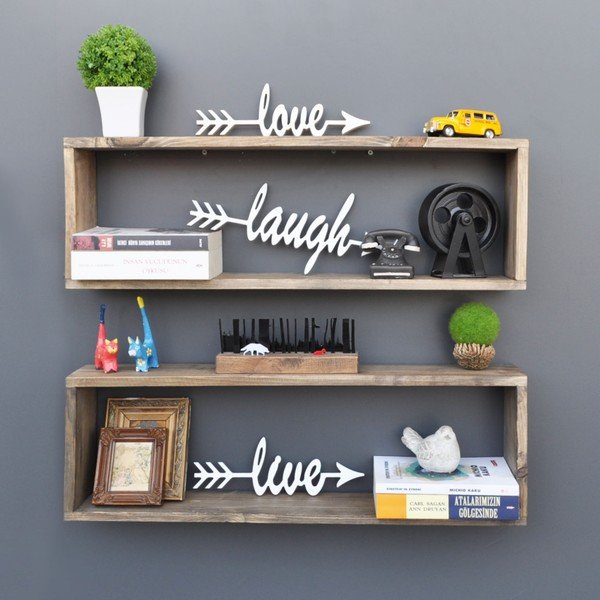 Sada 2 dřevěných polic Rectangle-image-1