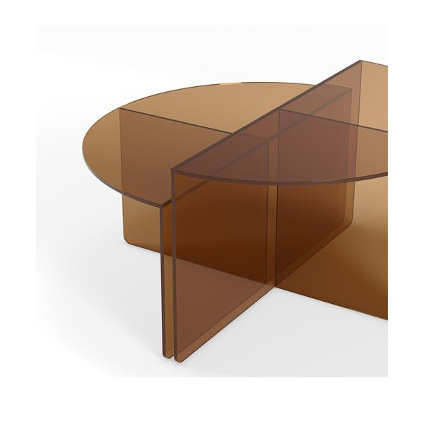 Hnědé skleněné kulaté konferenční stolky v sadě 2 ks ø 80 cm Velta – MOME-image-4