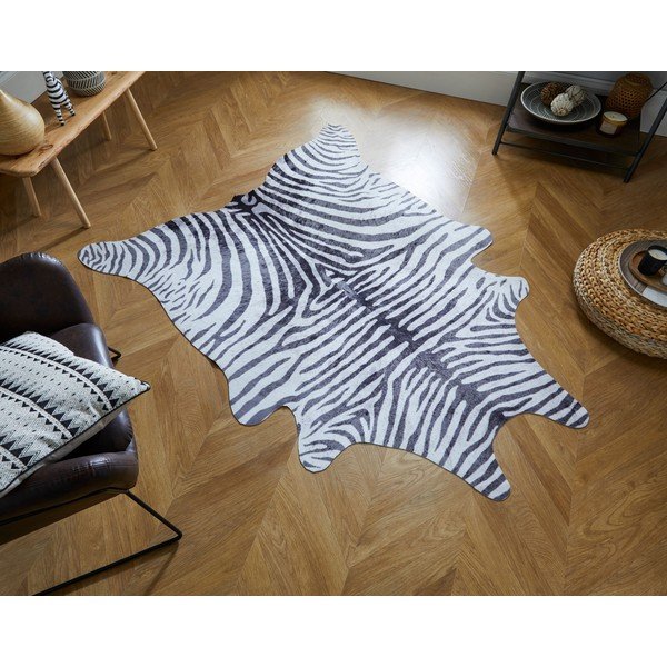 Bílo-černá syntetická kožešina 195x155 cm - Flair Rugs-image-1