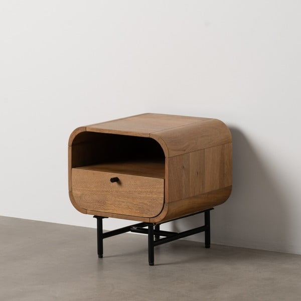 Noční stolek z mangového dřeva v přírodní barvě Mahón – Ixia-image-1