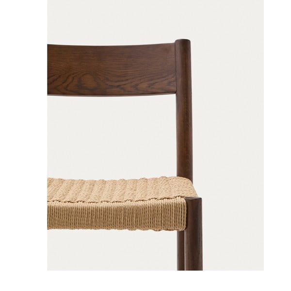 Hnědá/v přírodní barvě barová židle z dubového dřeva (výška sedáku 65 cm) Yalia – Kave Home-image-2