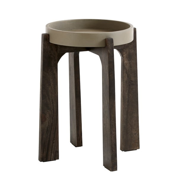 Betonový konferenční stolek s nohami z mangového dřeva Fuhrhome Vienna