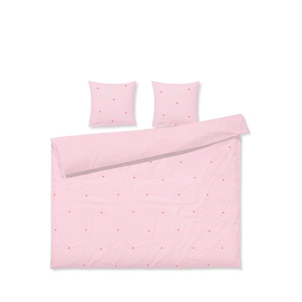 Růžové povlečení na dvoulůžko/prodloužené z bavlněného perkálu 200x220 cm Daisy – JUNA