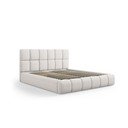 Světle šedá čalouněná dvoulůžková postel s úložným prostorem s roštem 140x200 cm Bellis – Micadoni Home