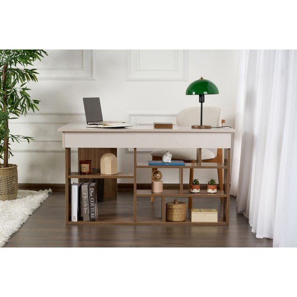 Rohový pracovní stůl v dekoru ořechu 120x130 cm Vesper – Kalune Design-image-1