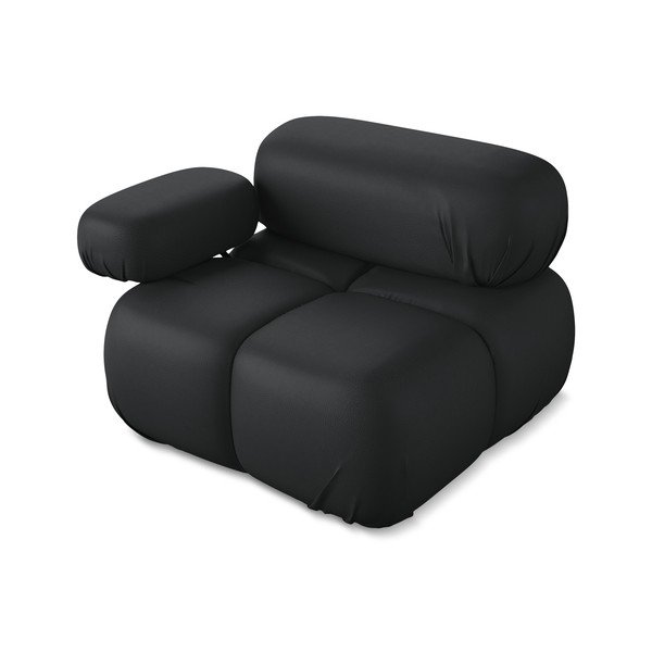 Černý modul pohovky z imitace kůže (levý roh) Lokua – Makamii-image-3