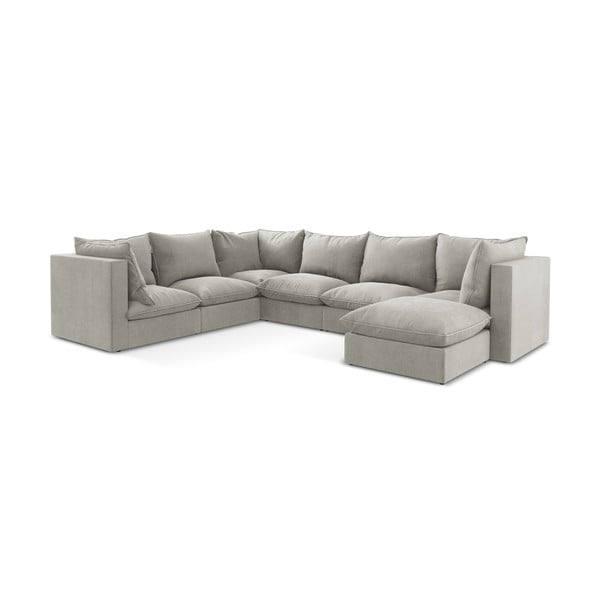 Světle šedá rohová pohovka (levý roh/do "U") Manao – Makamii