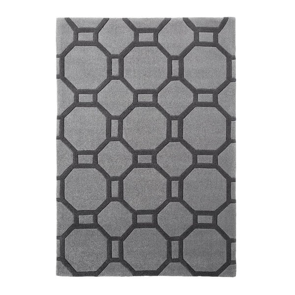 Šedý ručně tuftovaný koberec Think Rugs Hong Kong Tile Grey, 150 x 230 cm
