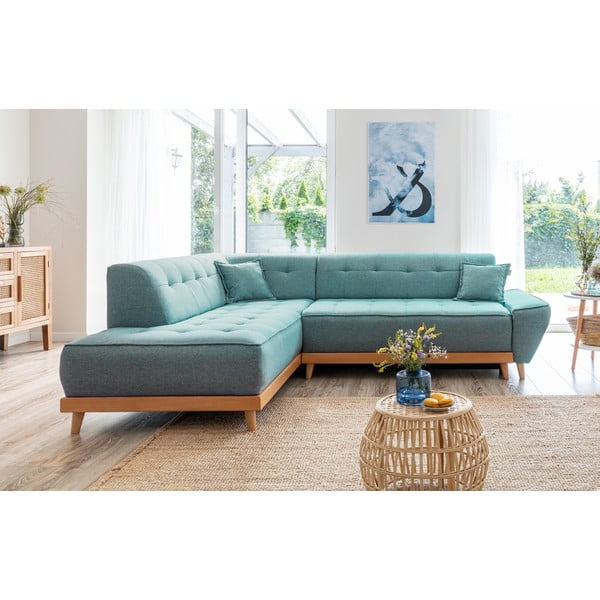 Tyrkysová rozkládací rohová pohovka (levý roh) Dazzling Daisy – Miuform-image-1