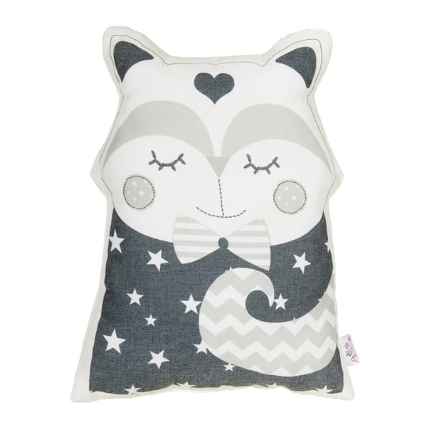 Šedý dětský polštářek s příměsí bavlny Mike & Co. NEW YORK Pillow Toy Smart Cat, 23 x 33 cm