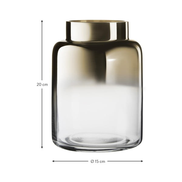 Ručně foukaná skleněná váza ve zlaté barvě Westwing Collection Uma, výška 20 cm-image-3