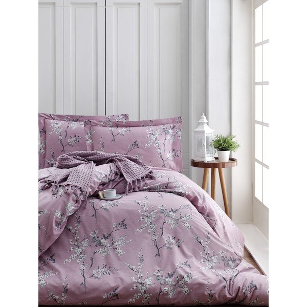 Prodloužené růžové povlečení na dvoulůžko z bavlny Renforcé 240x220 cm Chicory – Mijolnir-image-1