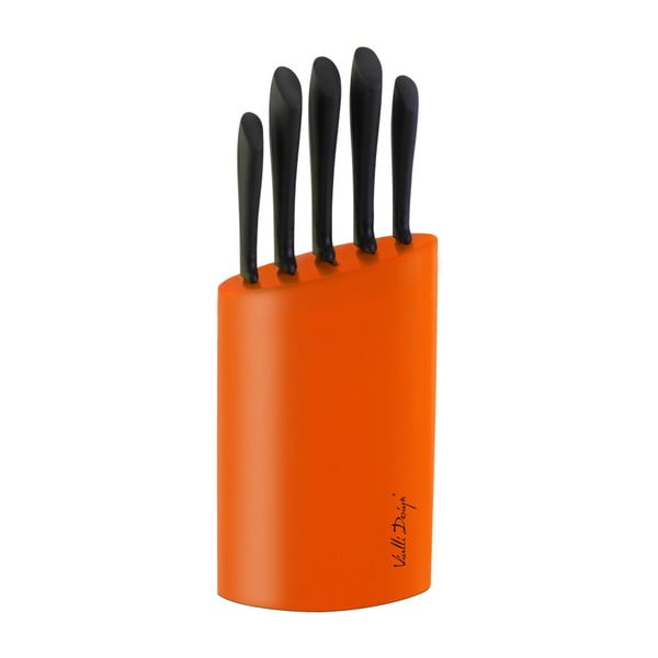 Oranžový stojan s pěti noži Vialli Design