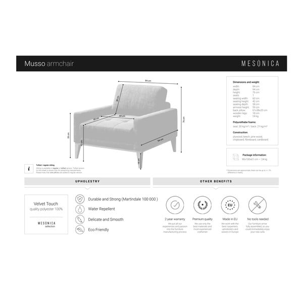 Modré sametové křeslo MESONICA Musso-image-4
