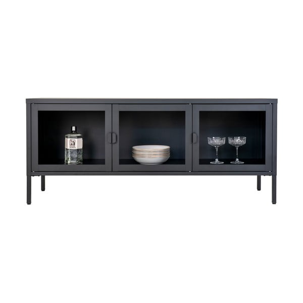 Černý kovový TV stolek 130x55 cm Brisbane – House Nordic-image-3