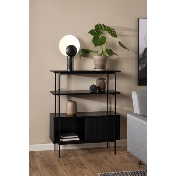 Černá knihovna v dekoru jasanu s posuvnými dveřmi 94x114 cm Angus – Actona-image-1